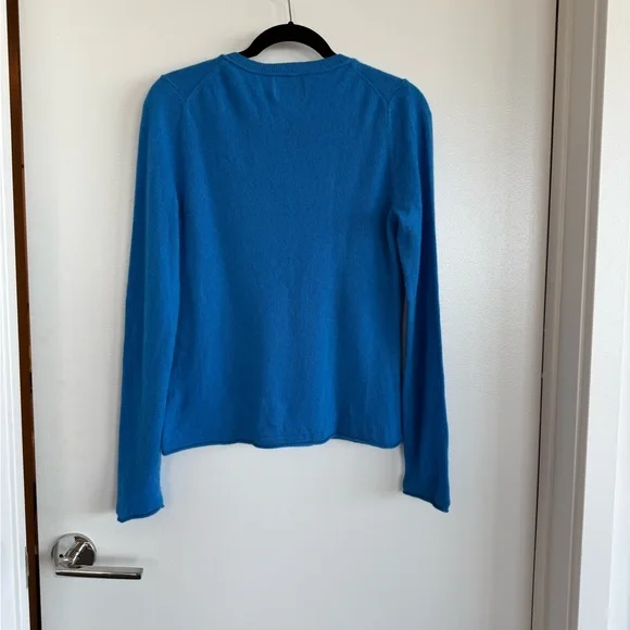 Cynthia Rowley Vibrant Blue Long Sleeve Cashmere 2ply Pullover Top - Picture 3 of 5